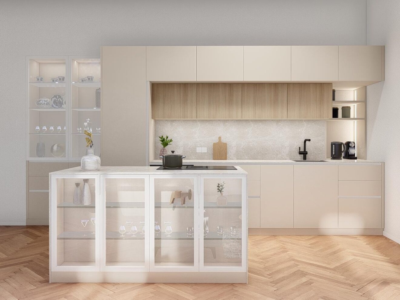 Kuchyňský ostrůvek - vitrína