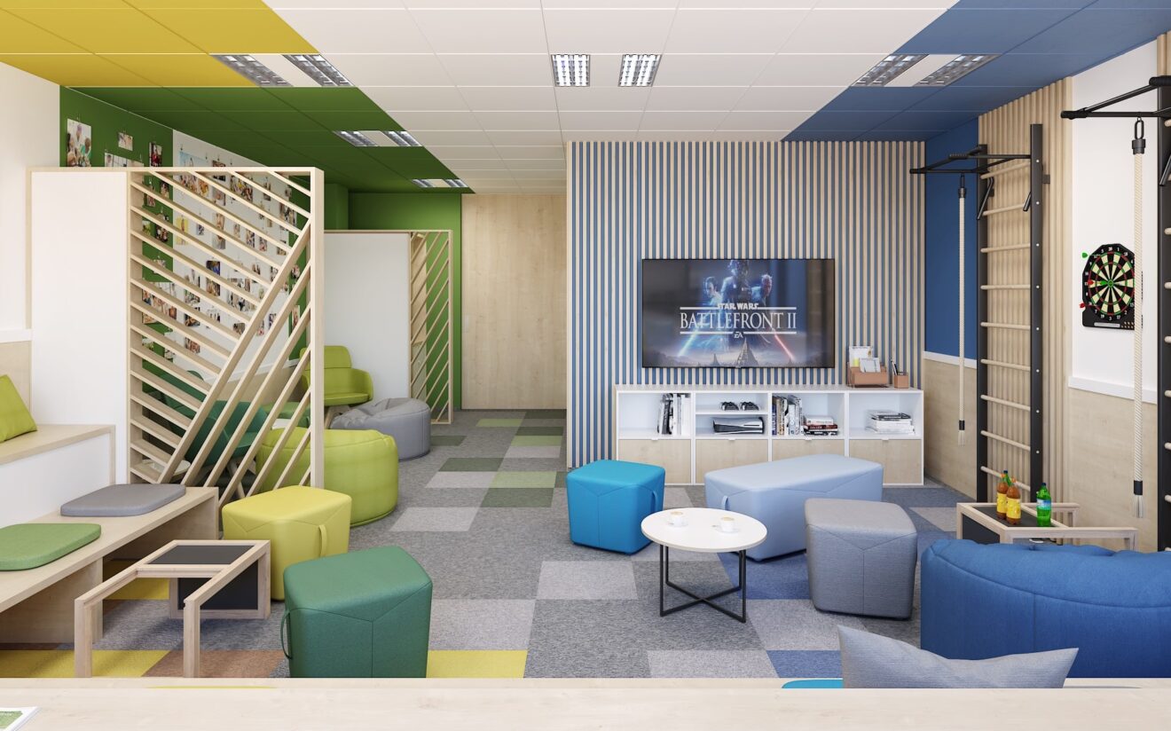 Relaxační zóna v kanceláři